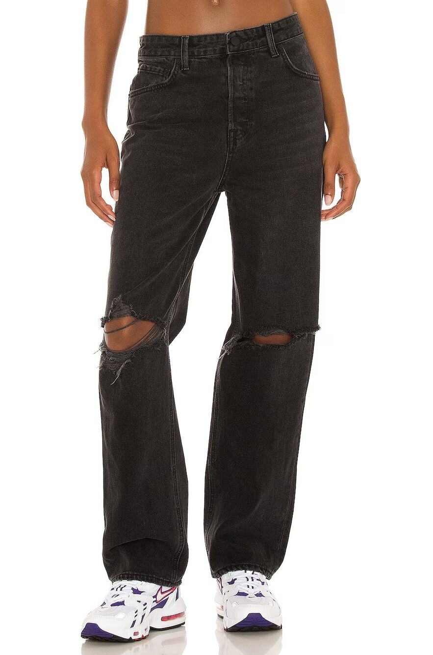 GRLFRND Amanda Mid Rise Loose Jeans Distressed Straight Leg Streetwear Baggy 27